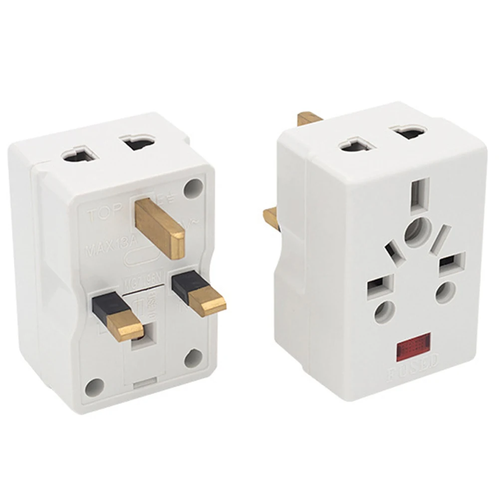 Universal China AU EU US to UK 13A Fused Plug 2 in 1 India South Africa Industry Electrical Power Plug Converter Type G White