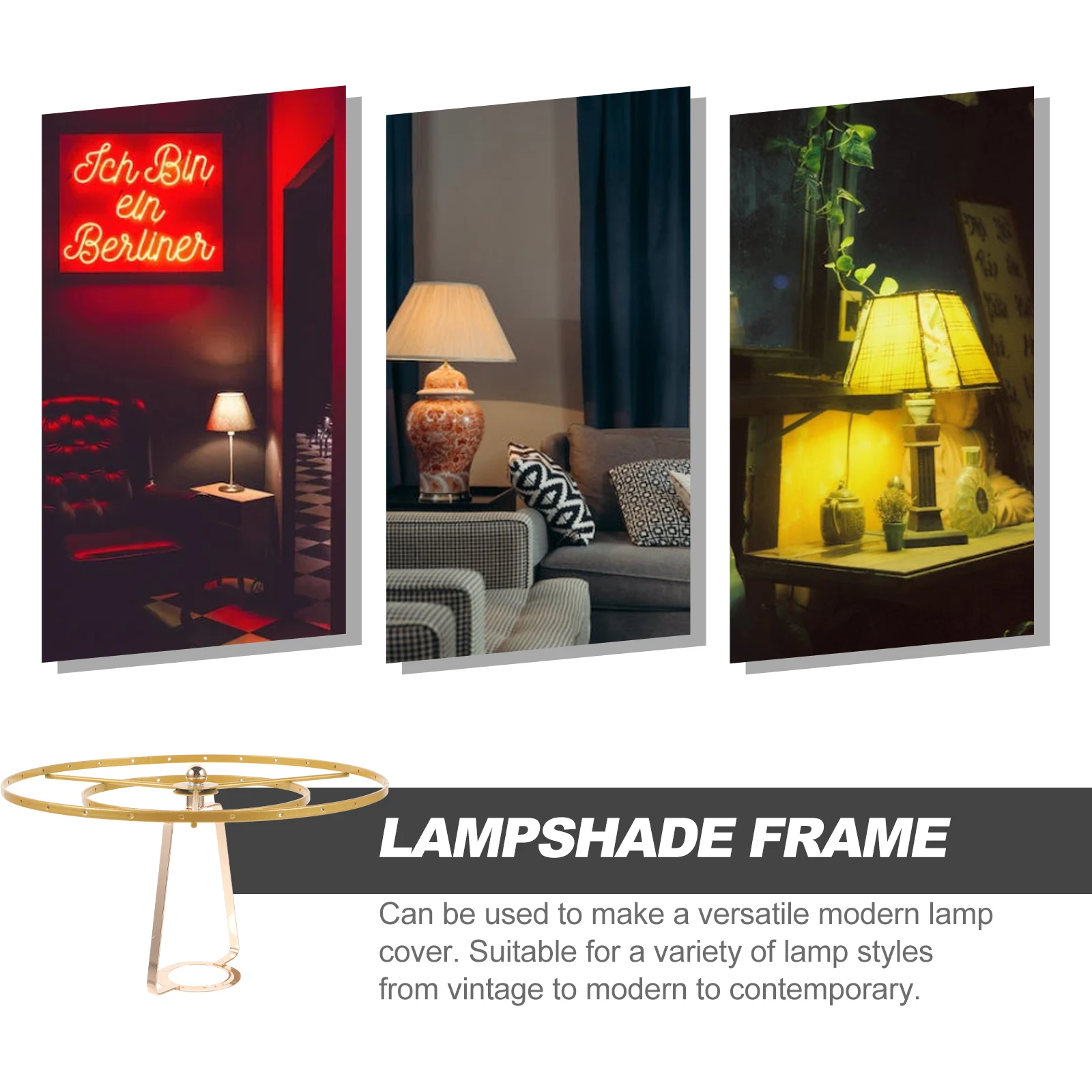 

Shell Lamp Stand Shade Vintage Table Ceiling Lampshade Cover Metal Frames 3 Shelf Holes Wire DIY Project Practical Stability