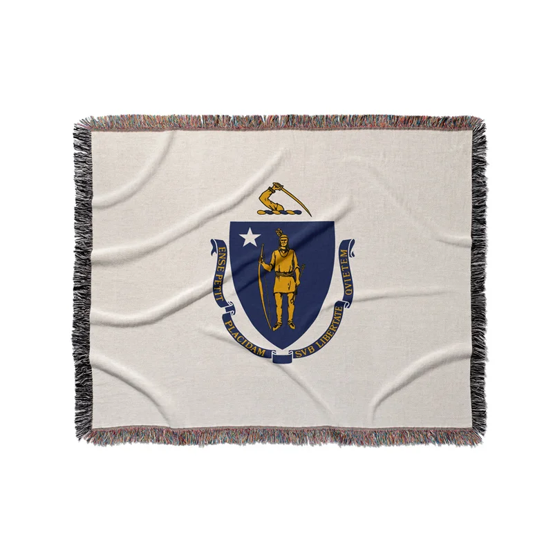 Gaslight Gatekeep Girlboss Massachusetts United States of America Jacquard Fringed Woven Throw Blanket