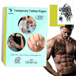 A4 Blank Tattoo Transfer Paper for Inkjet Printing 10sets DIY Temporary Tattoos Stencil Sheets For Skin Nail Yellow background