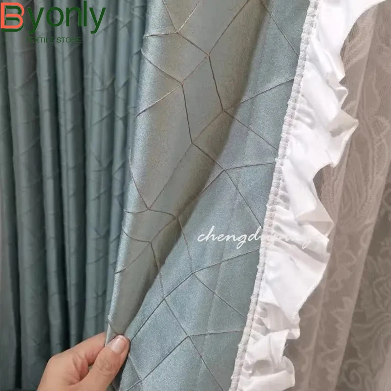 

Новые синие жаккардовые шторы в китайском стиле с геометрическим рисунком для гостиной, спальни, французского окна, балкона, индивидуальное затенение