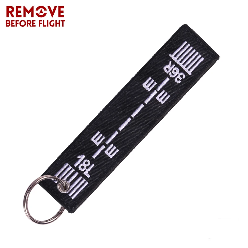 3PCS Black Airway Key Chain 18L36R Embroidery Key Fobs Key Tag For Aviation Gifts Car Key Pendant Keychains Chaveiro