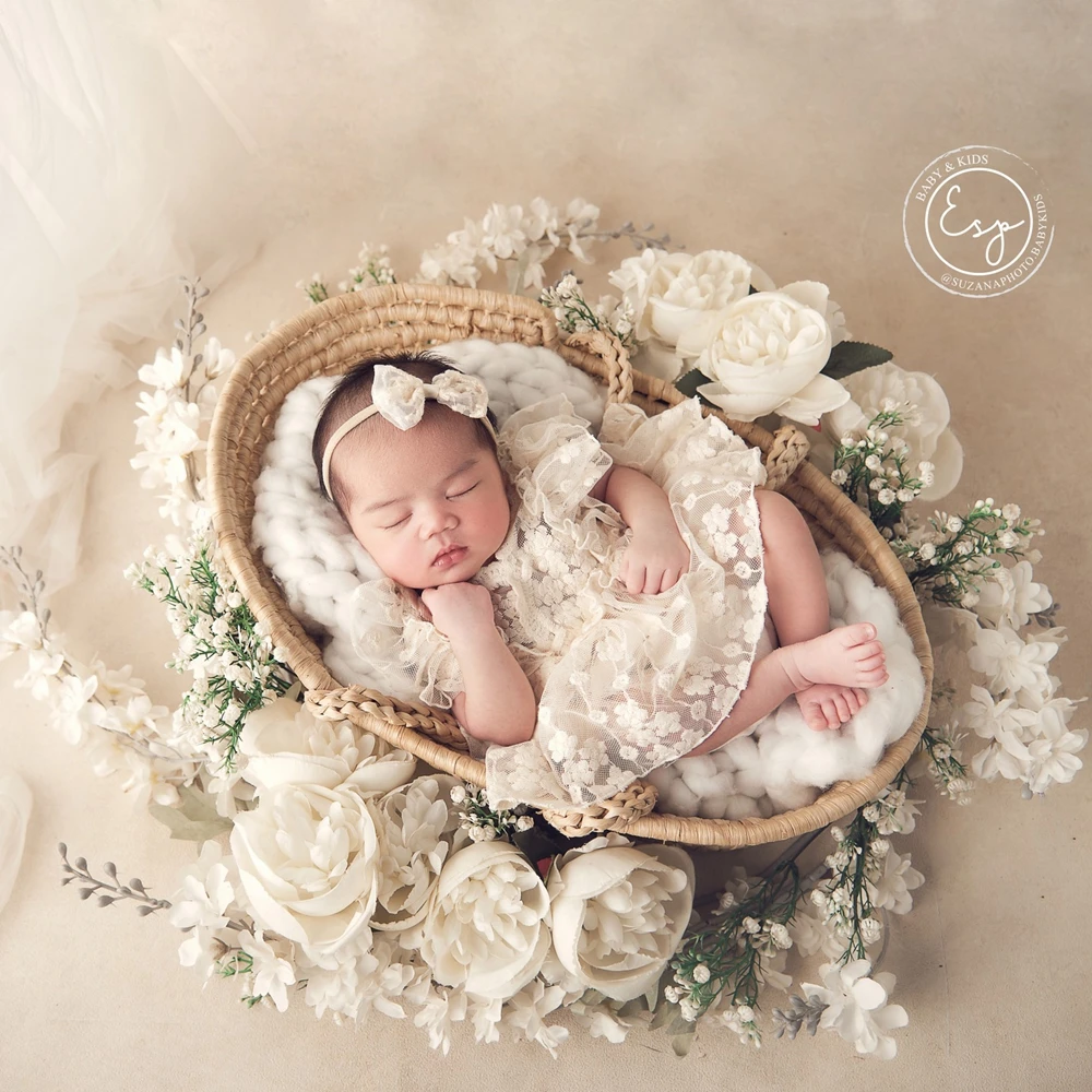 Newborn Photography Props Lace Ruffle Romper Baby Photo Props and Outfits Baby Girl Clothes Newborn Size