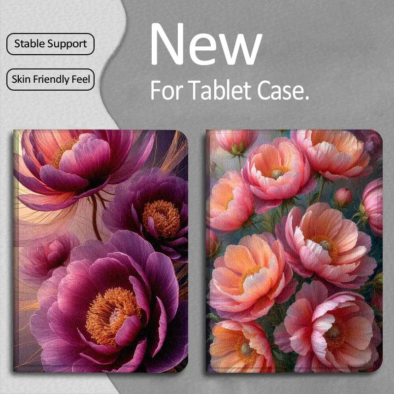 

Beautiful Purple Peony Flower For Apple iPad Pro Air 13 2 7th 6th 2025 M2 M3 M4 M512.9 13 inch Foldable Tablet Case Gift