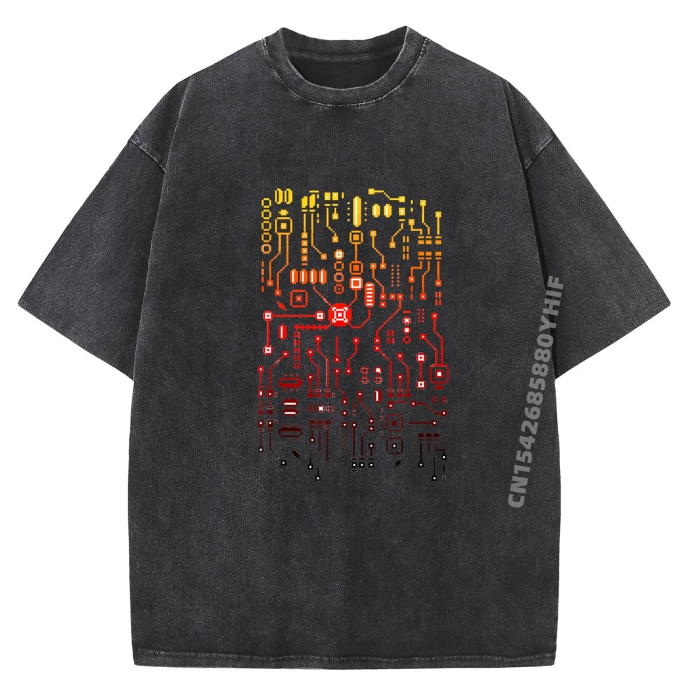 

Latest Engineer Computer Circuit Board Engineering T-shirts Graphic Tees Mens Tops & Tees Summer Retro Washed T Shirts