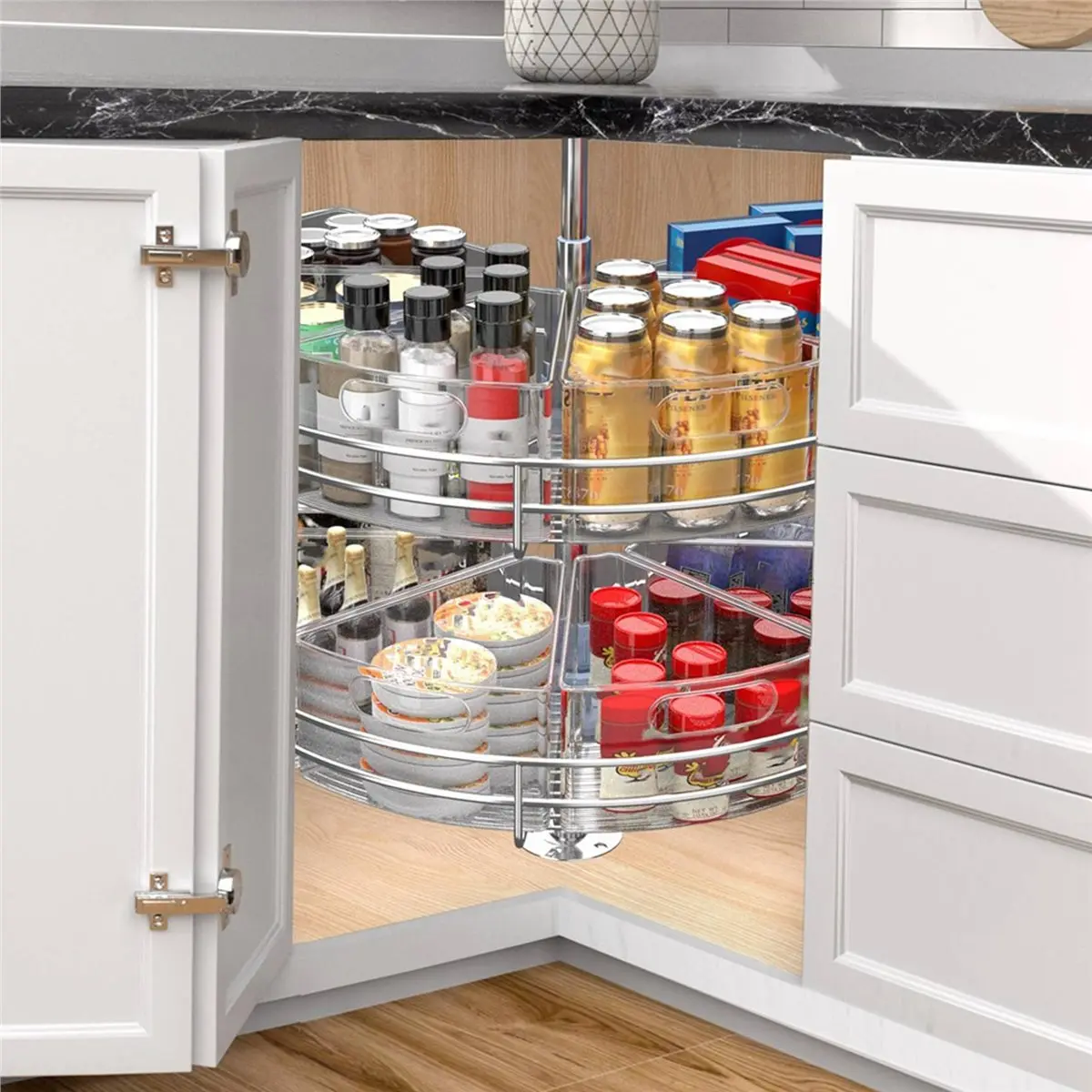 (AA91) 6 Pack Fan-Shaped Storage Box Cabinet Organizer Bins for 24