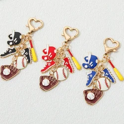 Classic Baseball Helmet Sneakers Enamel Keychain Cute Cartoon Sports Key Ring For Women Men Love Sport Friendship Handmade Gift