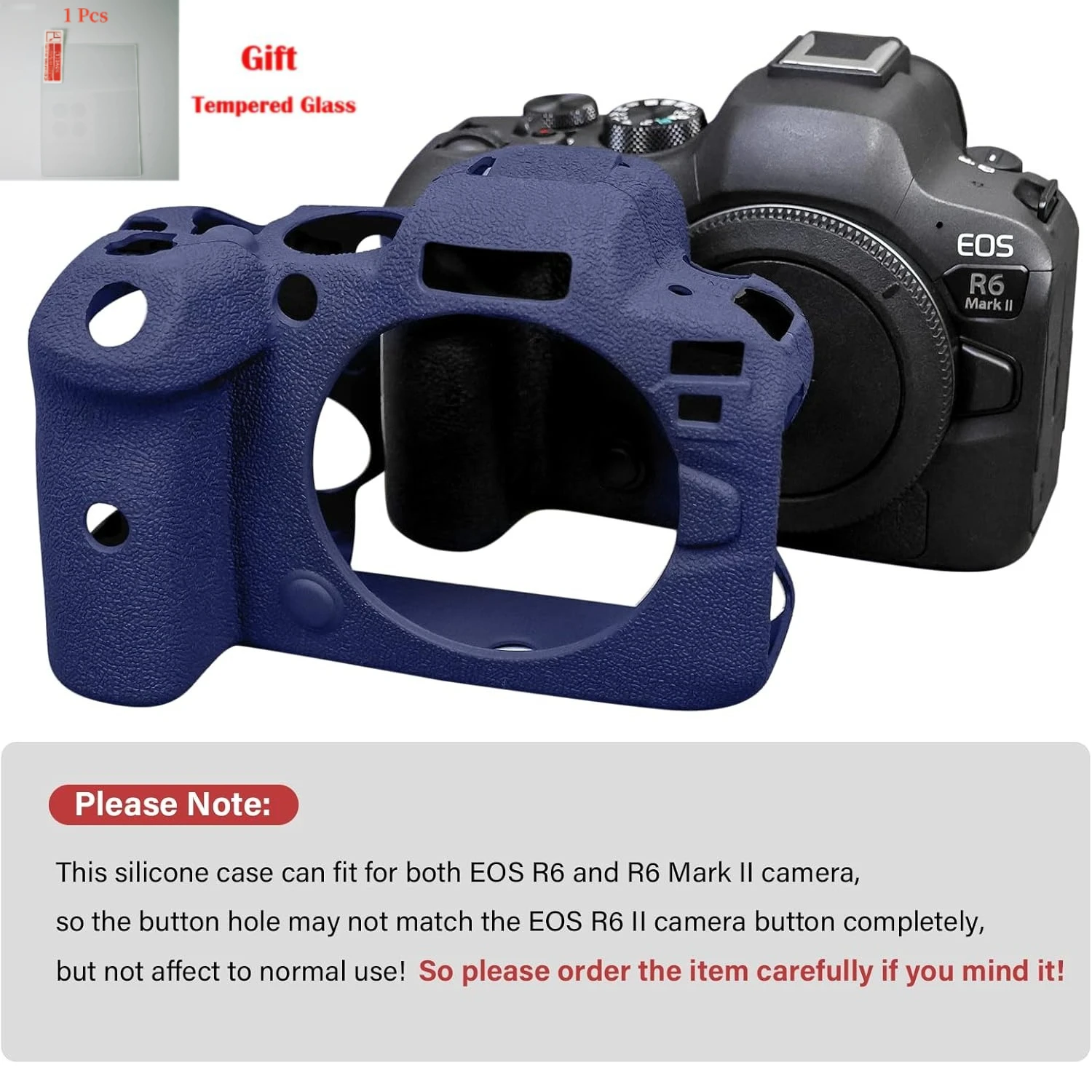 

Camera Bag , Accessory Silicone Cover For Canon EOS R6 R6II R6 Mark II 2 Protective Case Dustproof + free tempered film