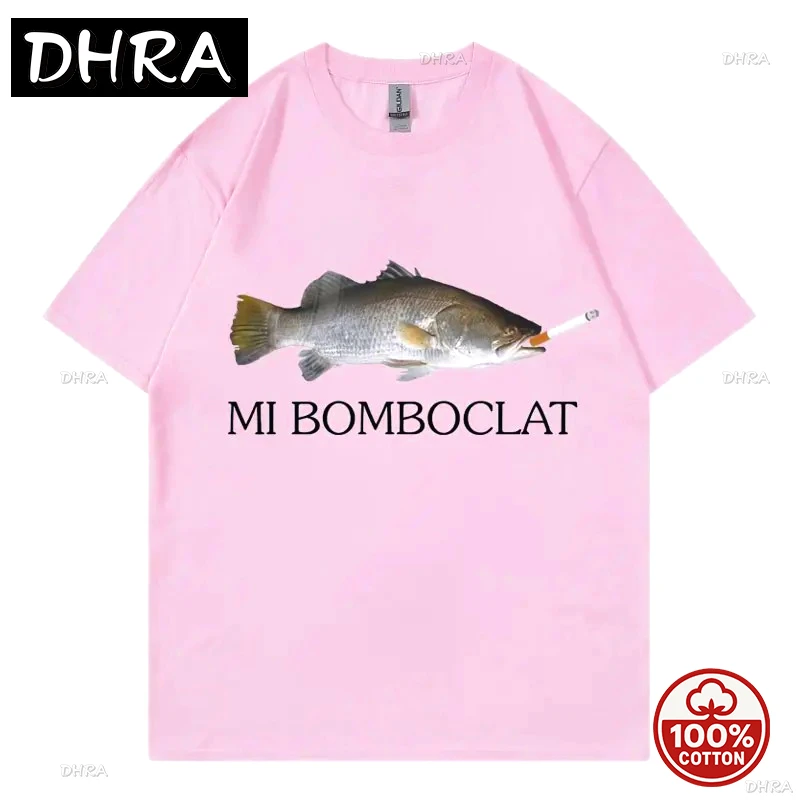 مضحك Bomboclat الأسماك ميمي تي شيرت شارع العليا موضة الاتجاه Y2k قصيرة الأكمام تي شيرت المرأة Harajuku خمر نمط بلايز عادية