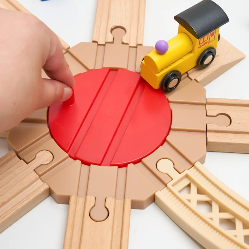 Wooden Train Accessories Rail Parts Curve Rail Series Track Scene Puzzle Toys Compatible Tomas Train