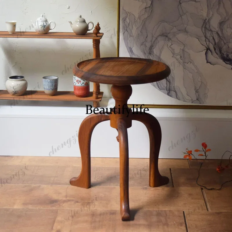 C178New Chinese retro teak whole wood sofa side table living room tea house balcony coffee table homestay decoration corner tabl