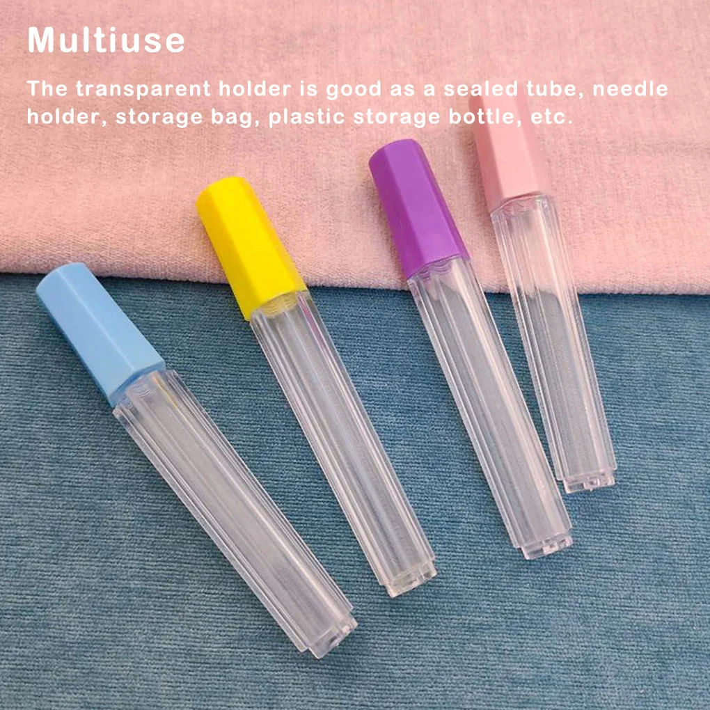 4 Pieces Needles Clear Container Pin Knitting Needle Storage Tubes Sealed Jewelry Bottle Embroidery Felting Accessories