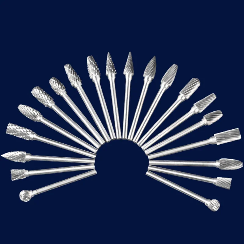 Carbide Tungsten Steel Grinding Head 1pcs C Type Double Fluted Cylindrical Ball End Milling Cutter Woodworking Metal Rotary File