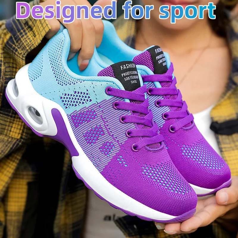 Running Shoes Ladies Breathable Sneakers Summer Light Mesh Air Cushion Women\'s Sports Shoes Outdoor Lace Up Training Shoes