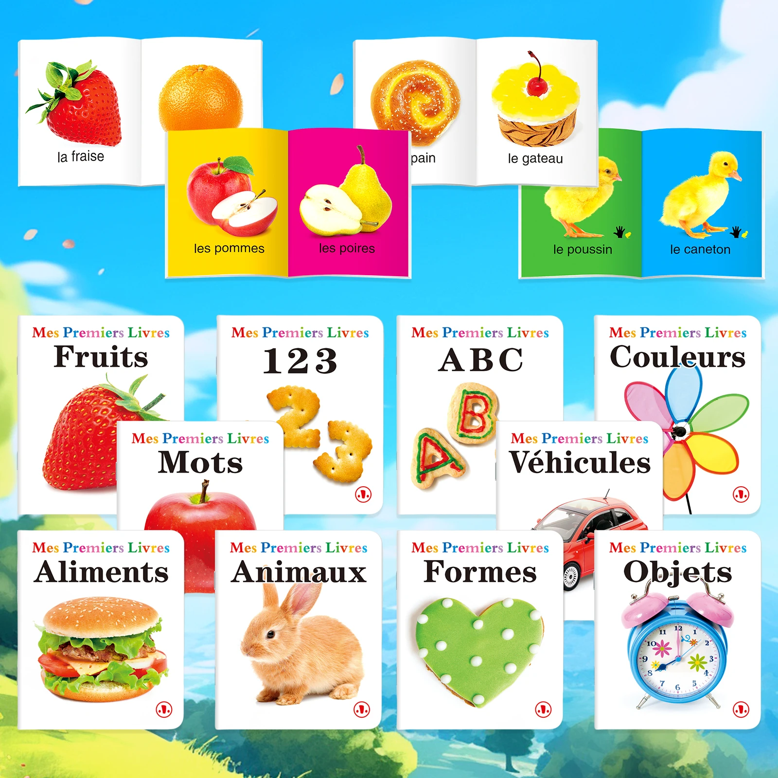 مجموعة كتب التعلم المبكر الفرنسية - الفواكه، ABC، الحيوانات والمزيد للأطفال، كتب قصص الأطفال التنمية المعرفية #4