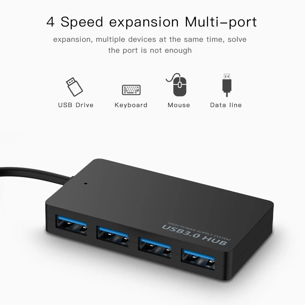 USB 3.0 Hub High Speed 4 Ports HUB Adapter Data Cable Splitter Expander Support Multi Systems Plug and Play Multi USB Adapter