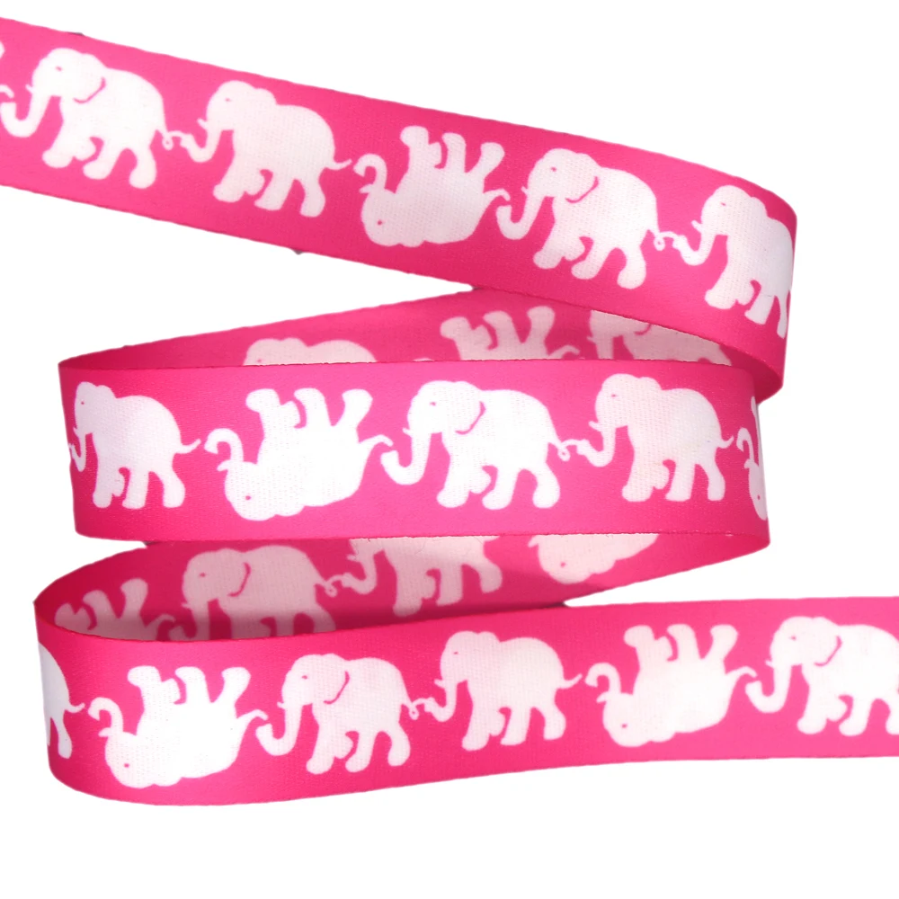 DHK 1 yard Lanyard Ribbon Elephant Forest Double Faced Printed Thickened Polyester DIY Sewing Craft Decoration S2332