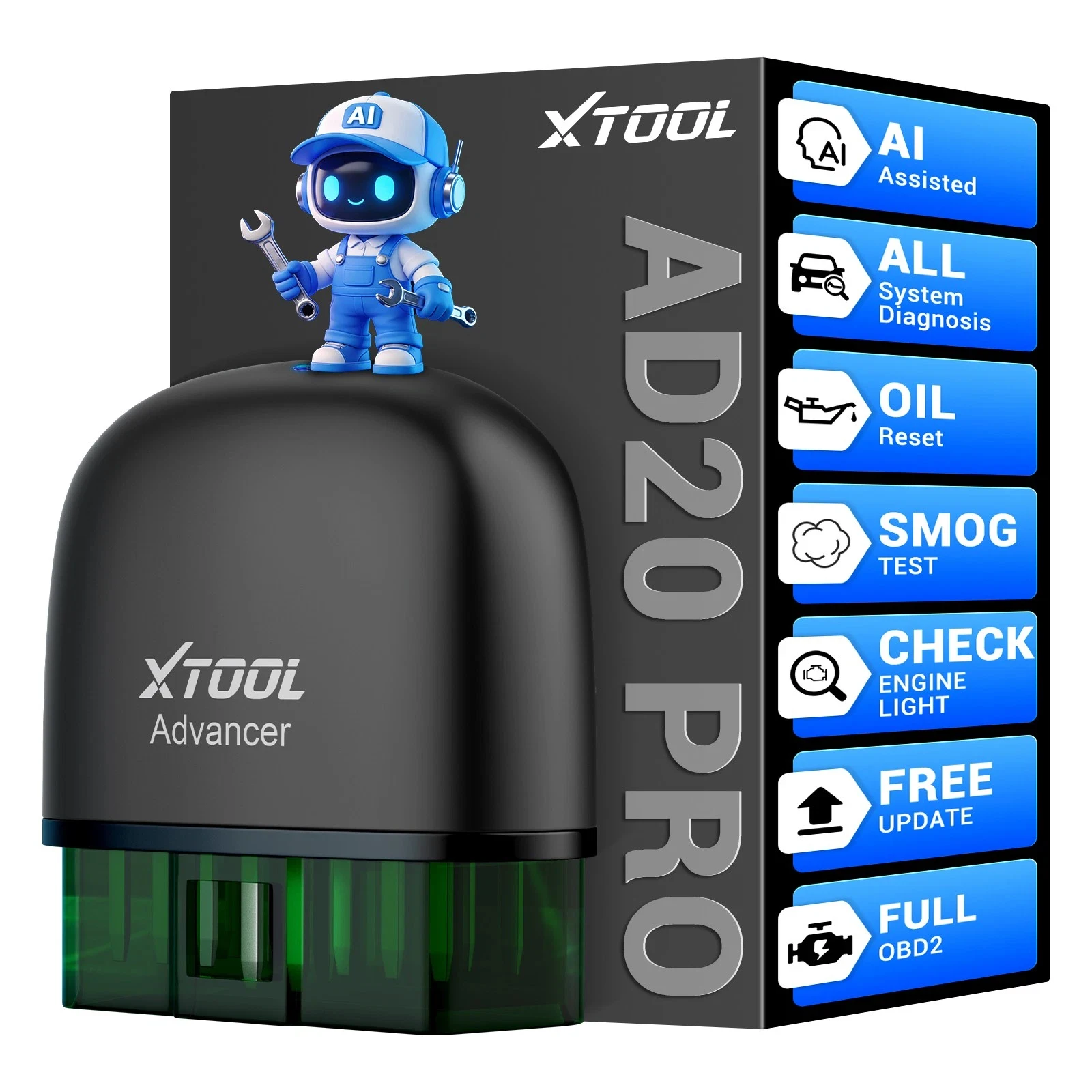 XTOOL Advancer AD20Pro BT Diagnosewerkzeuge KI-gestützter Allsystem-OBD2-Scanner Bluetooth Codeleser Lebenslange Kostenlose Updates für Android/iOS Aktualisierung von AD20 OBD OBDII Tools PK ELM327