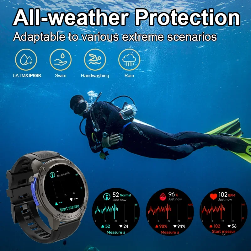 GPS Sports Watch with 50m Waterproof Altitude Step Counter Sleep Heart Rate Monitoring Distance Traveled Calories Burned