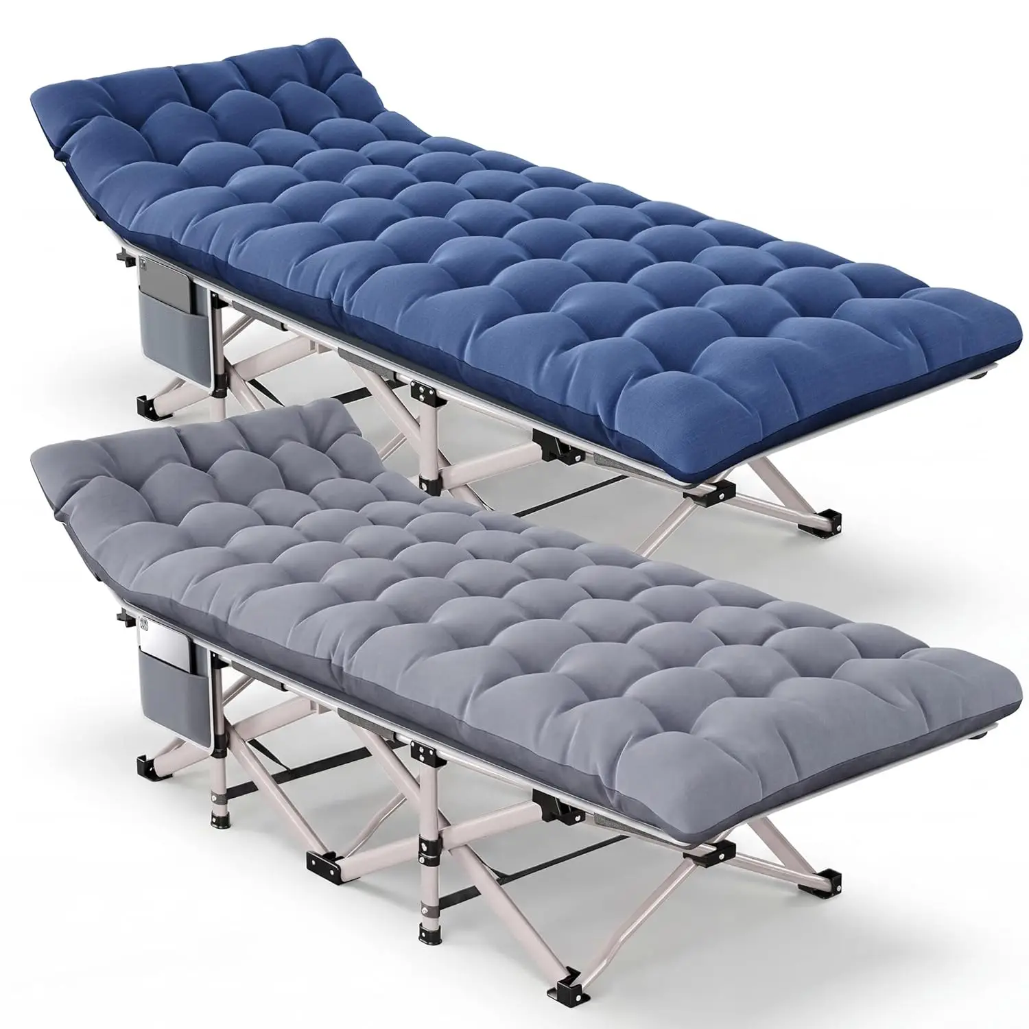 

Camping Cot For Adults 2 Pack, Heavy Duty Folding Sleeping Cots With Carry Bag, Portable Camp Bed With Double Layer, Customized