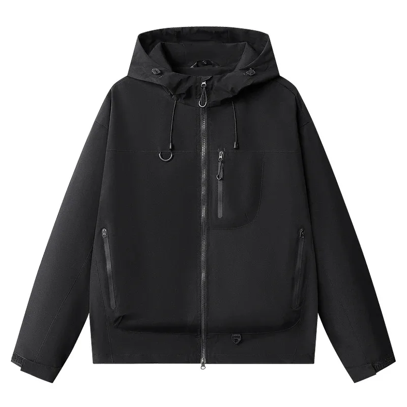 في الهواء الطلق الرجال موضة معطف مقنع ربيع الخريف عادية تنفس يندبروف القمم جديد فضفاض تنوعا الراحة الصلبة سترة الرجال #3