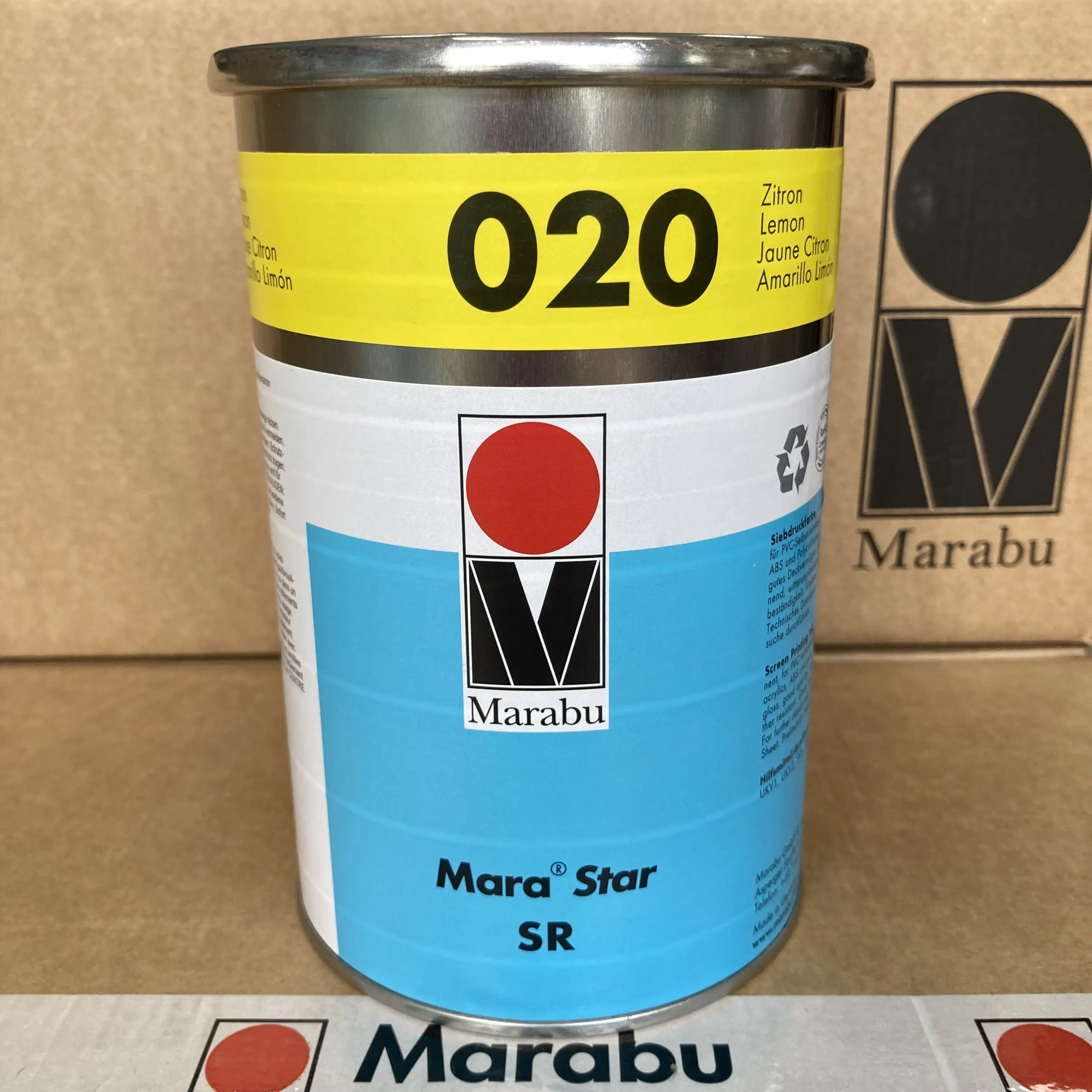 Marabu SR020 Lemon Yellow Alcohol-Resistant Ink for Plastic – High-End Screen and Pad Printing