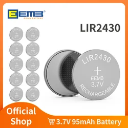 EEMB 4/10pcs LIR2430 3.7V 95mAh Button Battery Rechargeable Lithium-ion Battery Coin Cell for Earphone ithium-ion Battery