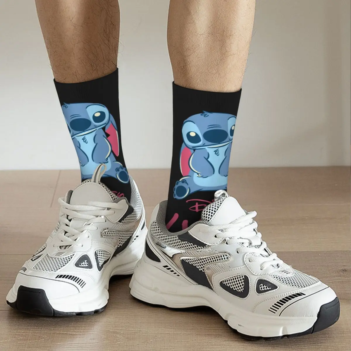 Harajuku New Lilo And Stich Sports Socks Stitch And Scrump Polyester Long Socks for Women Men Sweat Absorbing