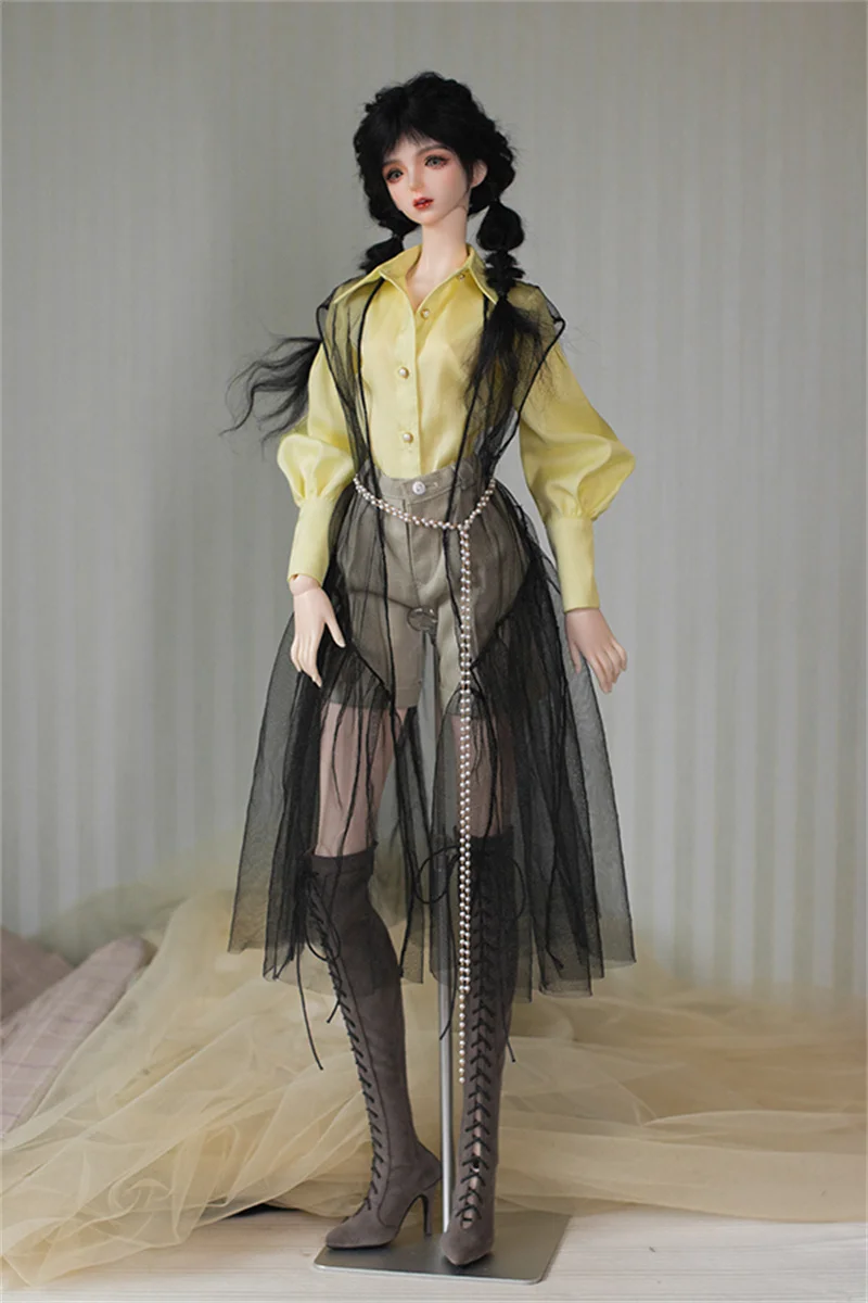 Custom-made 1/3 BJD Female Dolls Sleeveless Long Versatile Mesh Cover Shirt Clothes Accessories Model