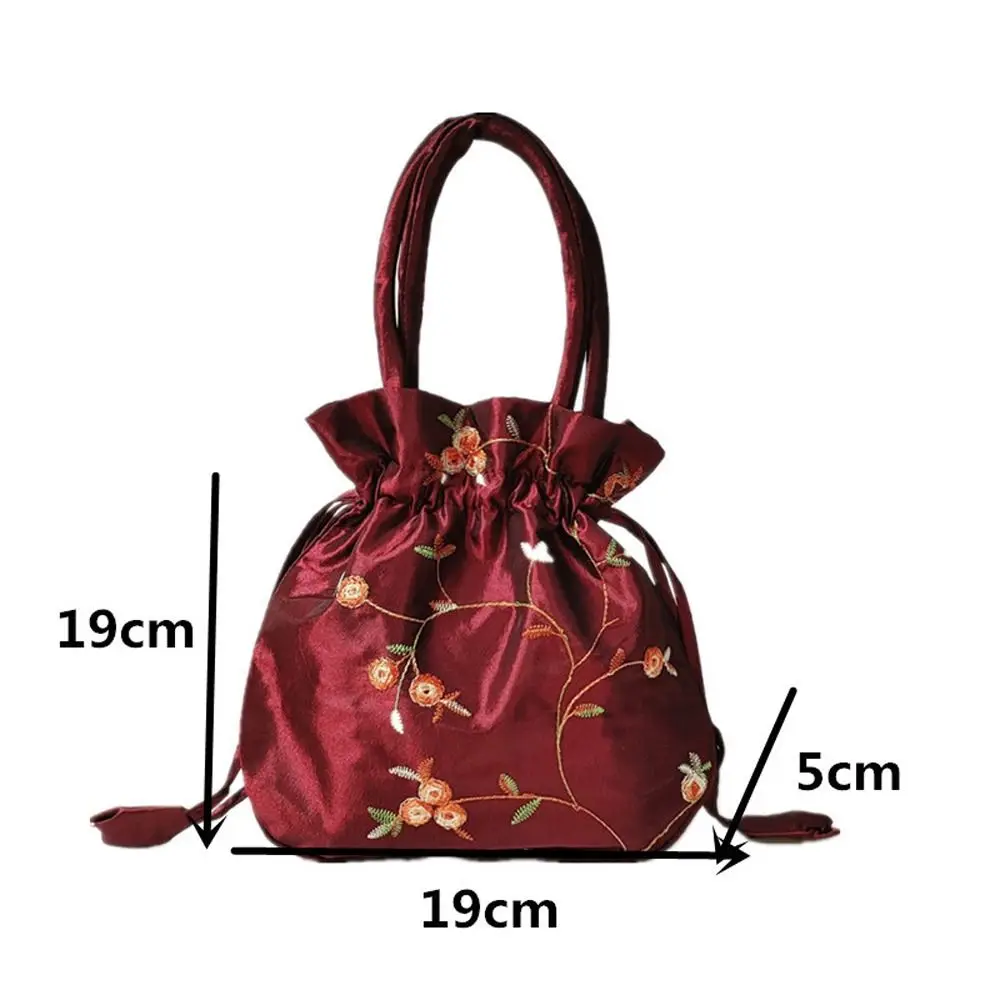 Retro Embroidery Silk Drawstrings Handbags Flower Storage Bags Women Purse Wallets Casual Money Bag Cosmetic Bag Jewerly Packing