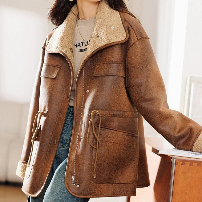 موضة شتاء جديدة لعام 2025 وسترة دافئة متوسطة وطويلة ومزاجية رفيعة ومتعددة الاستخدامات #4