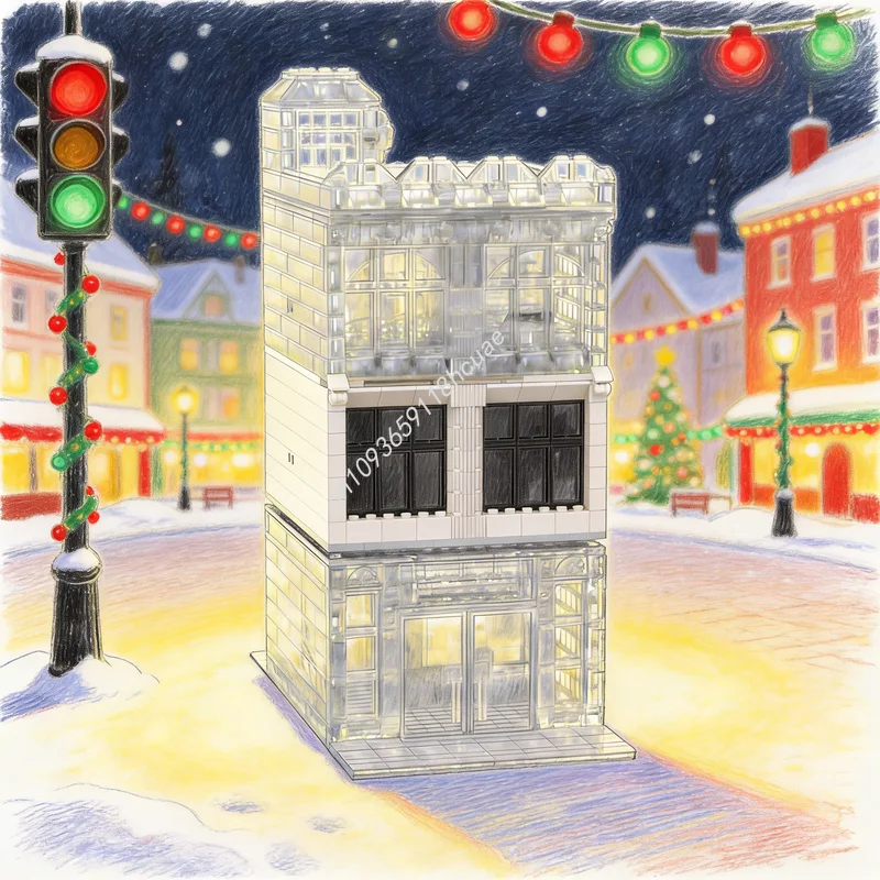 218 stuks MOC City Bank Modulair straatbeeld Extra modelbouwstenen Kerstcadeaus Architectuur Monteer doe-het-zelf speelgoed Creatief idee