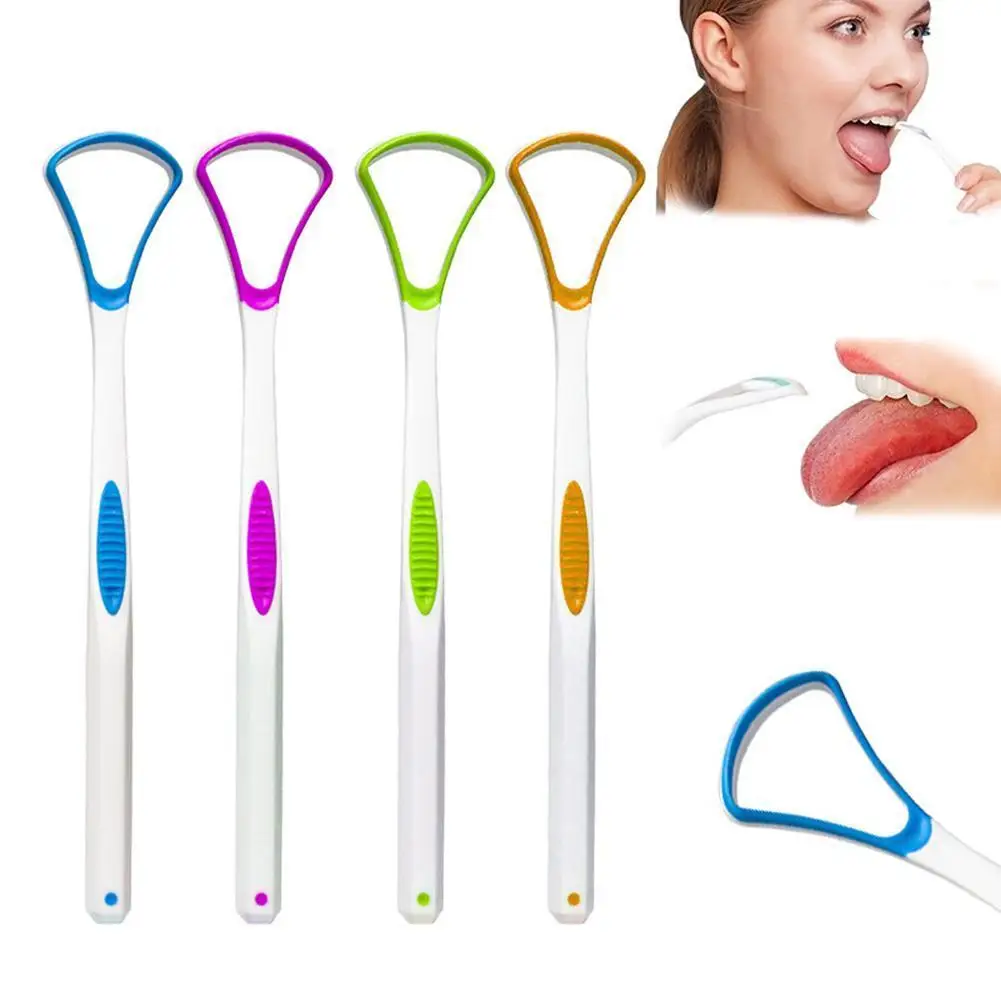 1-4PC Dual Uses Tongue Scraper Cleaners Reusable Oral Health Cleaning Brush Hygiene Care Toothbrush Mouth Fresh Breath Scraping　