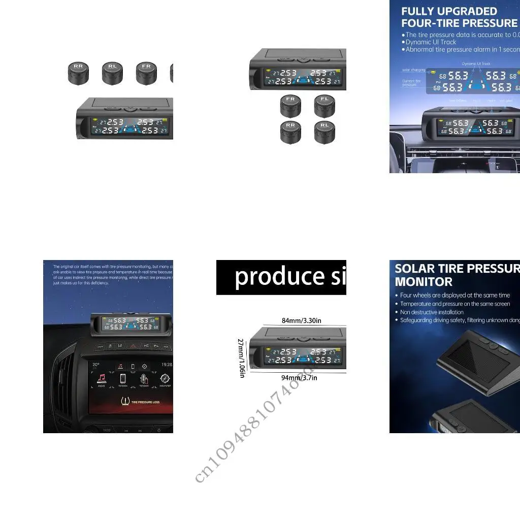 

Real Time TPMS Monitor for Tire Pressure and Temperature with Alarms Solar Powered Pressure Monitor Vehicle Accessory