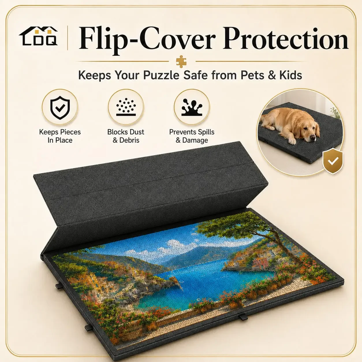 2026 New Foldable Puzzle Board With 5 Sorting Trays & Protective Cover, Adjustable Tilt Jigsaw Puzzle Table For 1250-1750 Pieces, Dark Gray Non-Slip Felt Puzzle Mat Organizer, Portable Puzzle Gift For Adults & Families