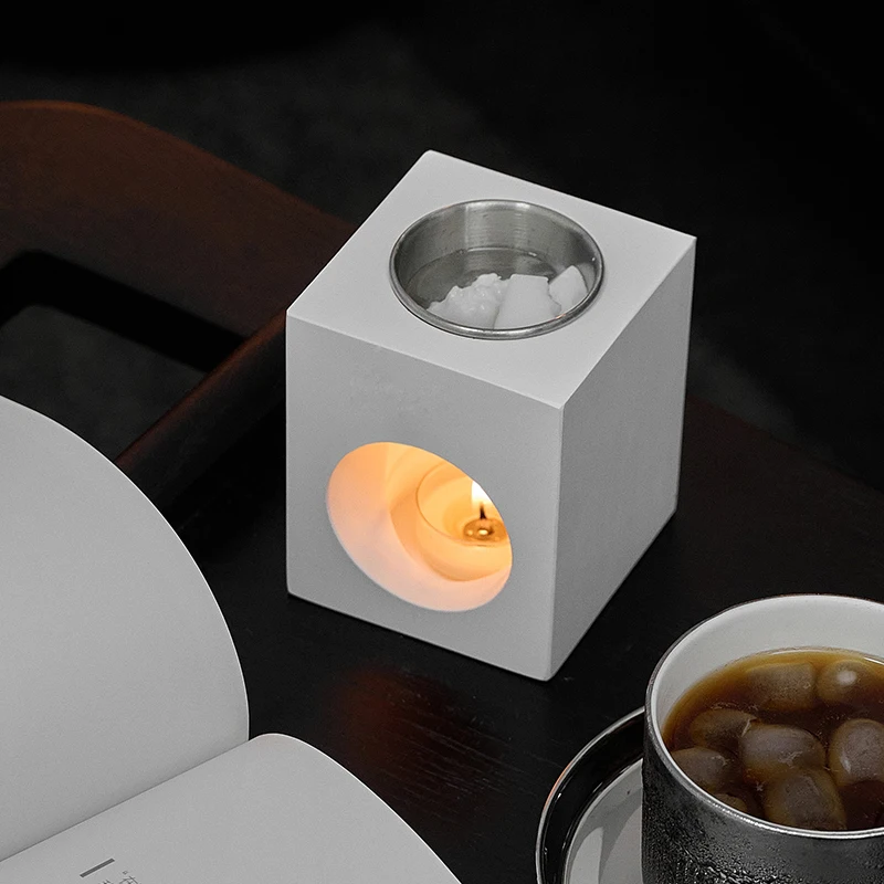 Gypsum Square Melting Wax Burner Essential Oil Incense Furnace Set Tea Light Indoor Fragrance Ornament Decorative Diffuser Stone