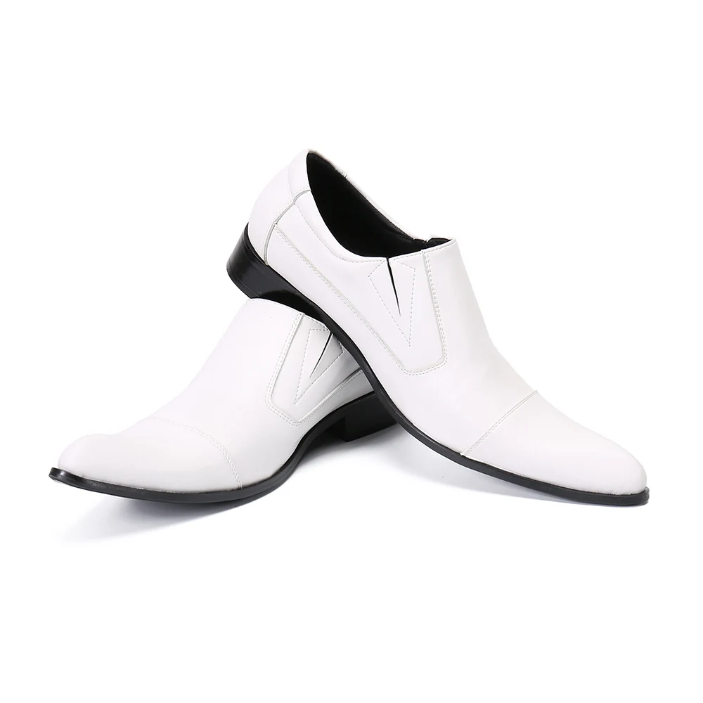 

Japanese Style Black White Genuine Leather Basic Men Shoes Slip On Pointed Toe Male Oxfords Dress Wedding Business Career Flats