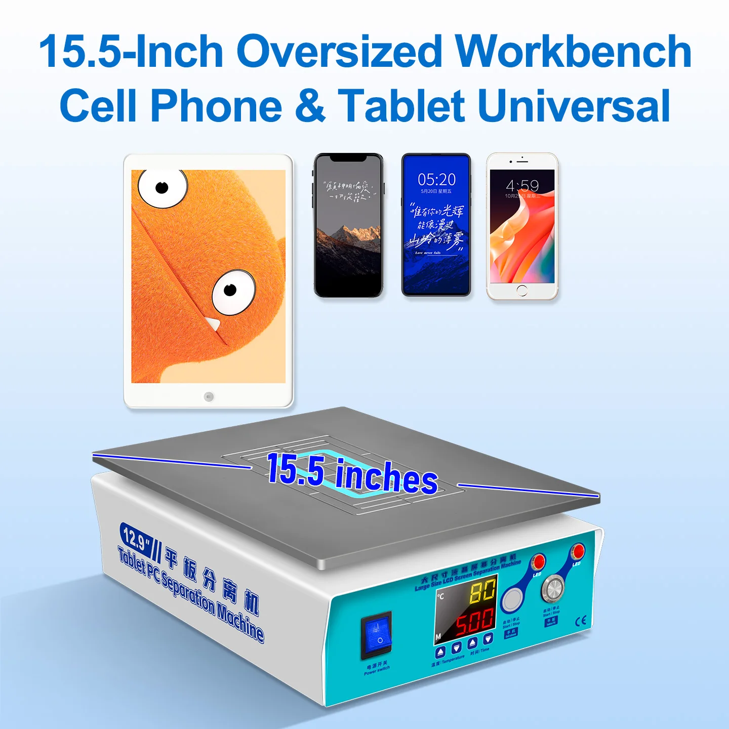 

Tablet computer heating table, LCD screen separator, outer screen glass disassembly and replacement, mobile phone repair, vacuum