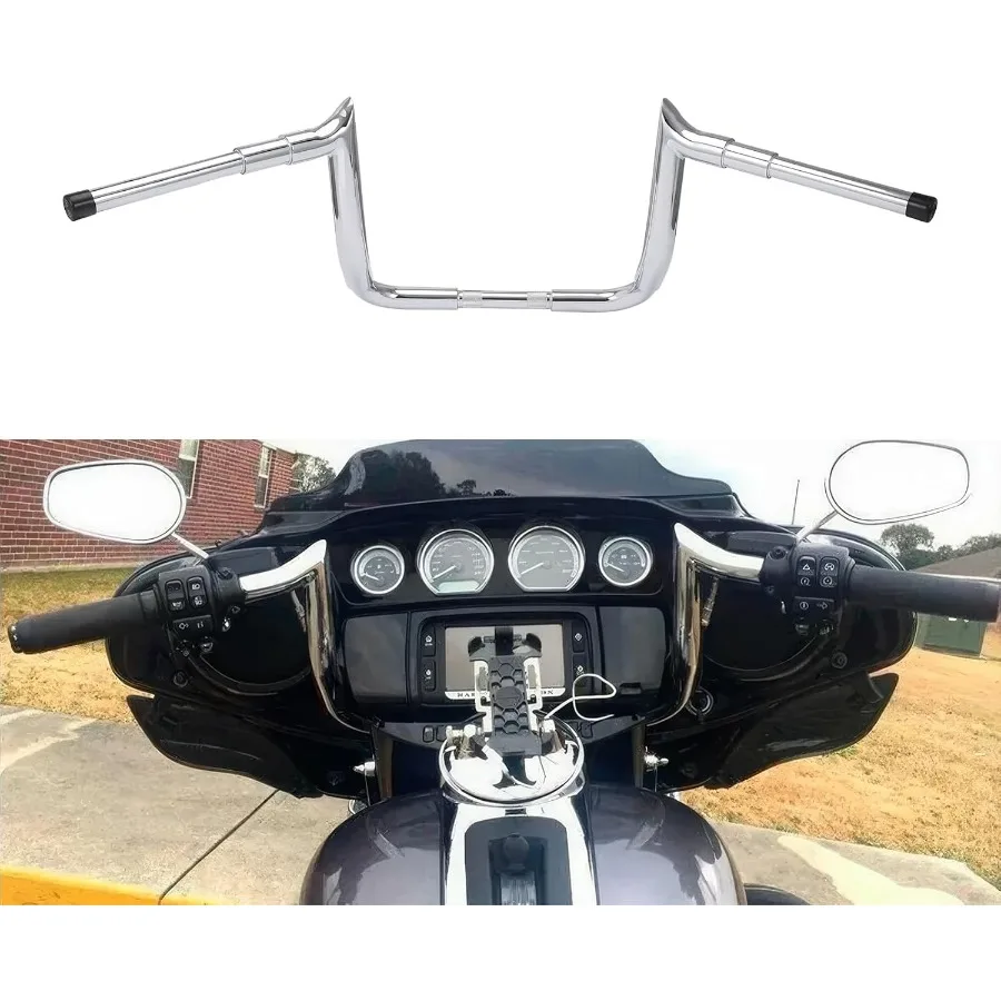 

12 Ape Hangers 1 Rise Motorcycles Handlebars for Harley Davidson Touring Street Glide Electra Glide with Bating Fairing Meathoo