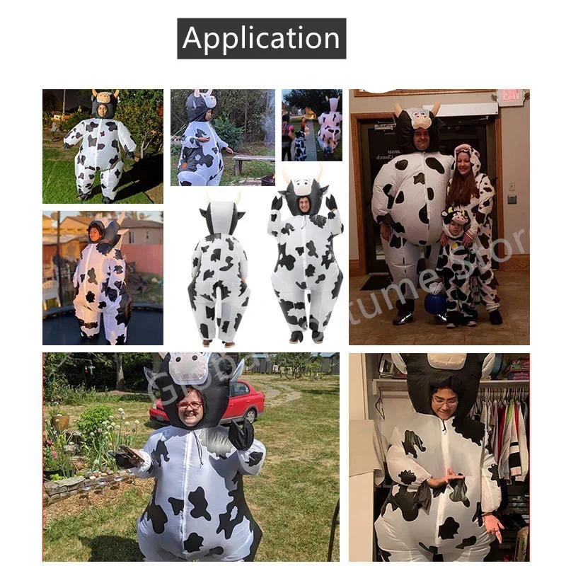 Costume gonflable de vache cosplay pour hommes et femmes, vêtements d'animaux amusants, robe de paupières, fête de carnaval, spectacle, jour de Thanksgiving, vacances, MN11