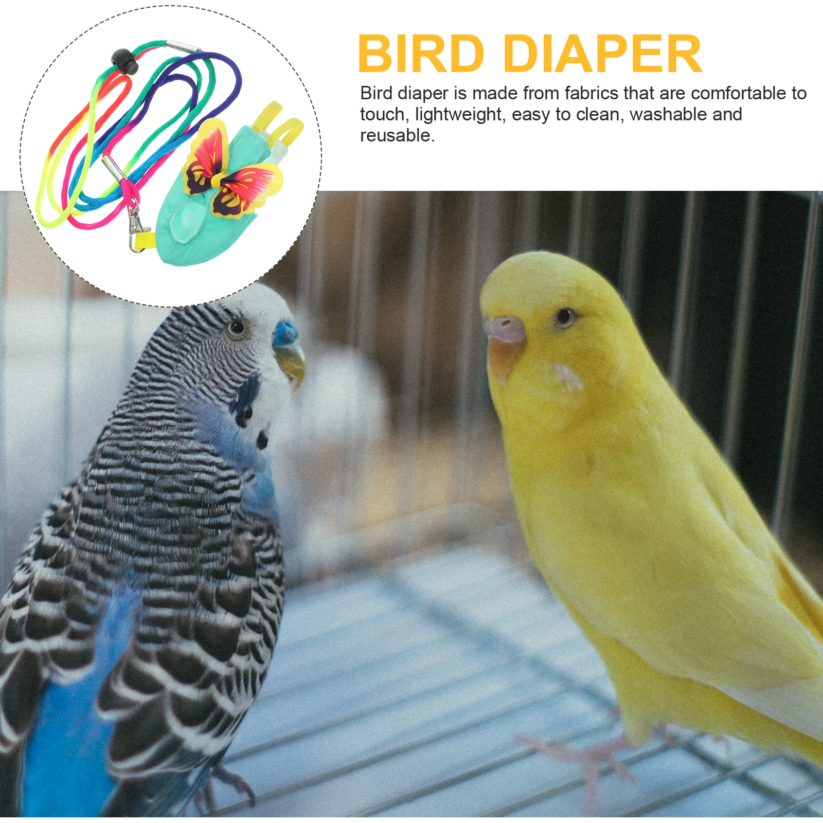 

Parrot Flying Suit Reusable Bird Diapers Flight Pigeon Clothes for Birds Pet Dress Strap Small