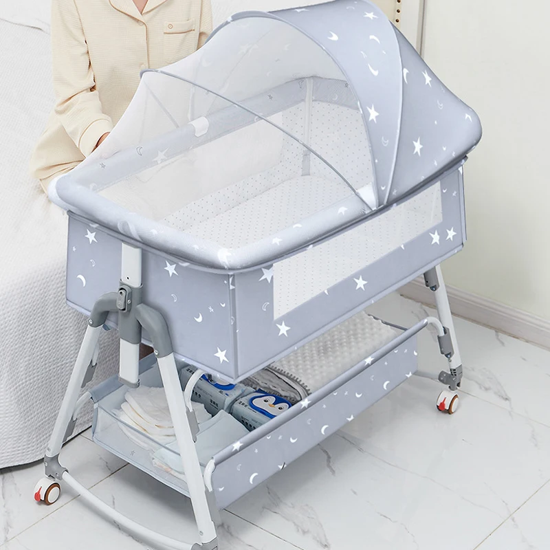 Baby crib baby crib splicing big bed child multi-function folding and lifting bb newborn baby crib