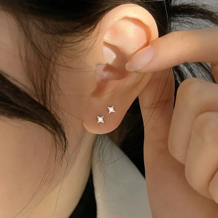 

Маленькие серьги-гвоздики с серебряной звездой и цирконием для женщин, ювелирные изделия, минималистичные аксессуары для ухода за ушами, подарки