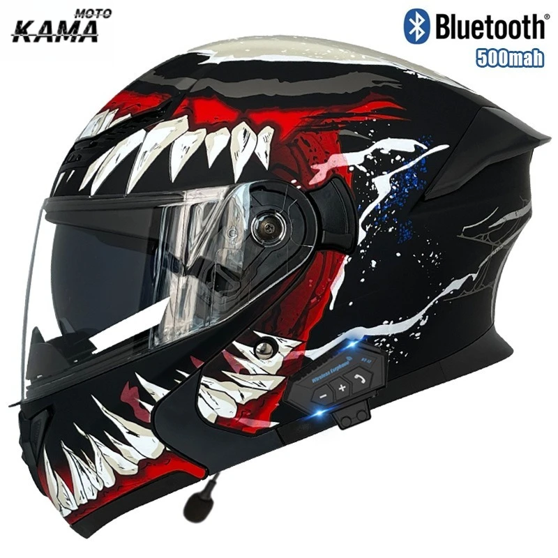 DOT Approved Bluetooth Moto Helmet Double Lens Cycling Full Helmet Machine Running Helmet Safety Downhill Motocross Racing