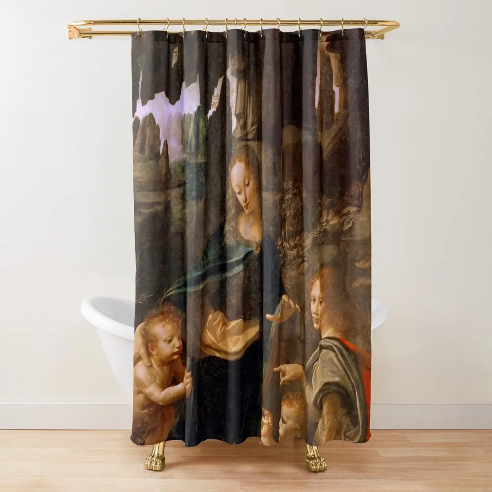 

Leonardo da Vinci The Virgin of the Rocks (Louvre) Shower Curtain Shower For Bathrooms Waterproof Bath And Anti-Mold Curtain