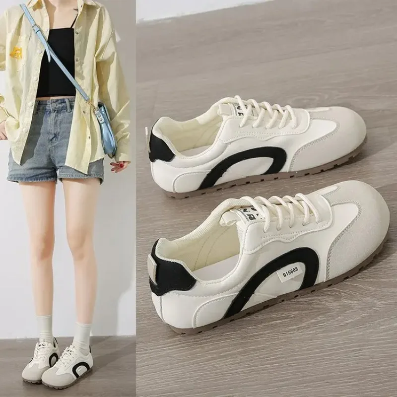 

Hot Selling Round Toe Flat Casual Shoes Spring 2025 New De Trainers Women's Breathable Thin Bottom Flat White Shoes