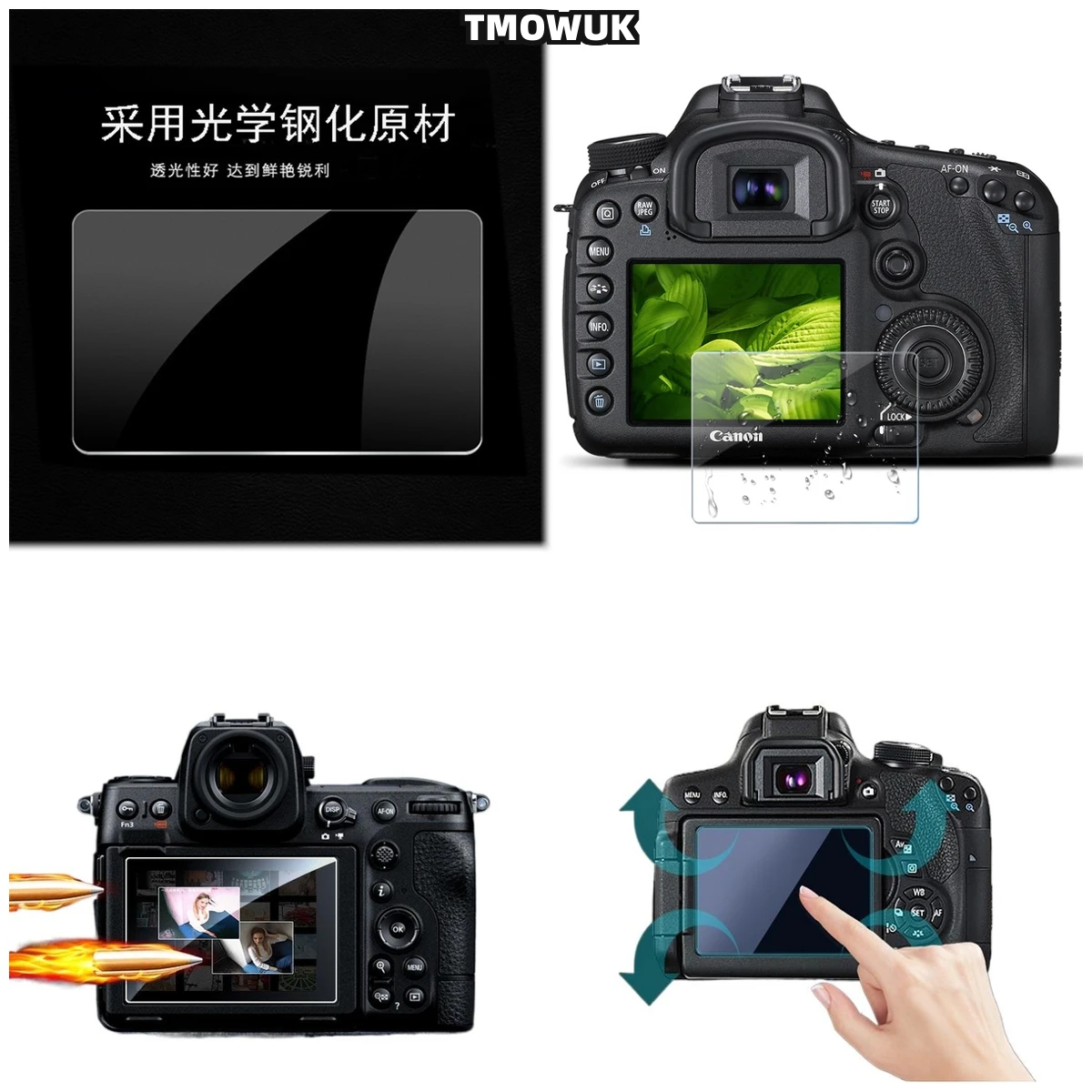 

For Nikon D7100 7200 D5000 D750 D760 D5 D600 D610 D800 D800E, Ultra-Thin 9H Tempered Glass Cover.