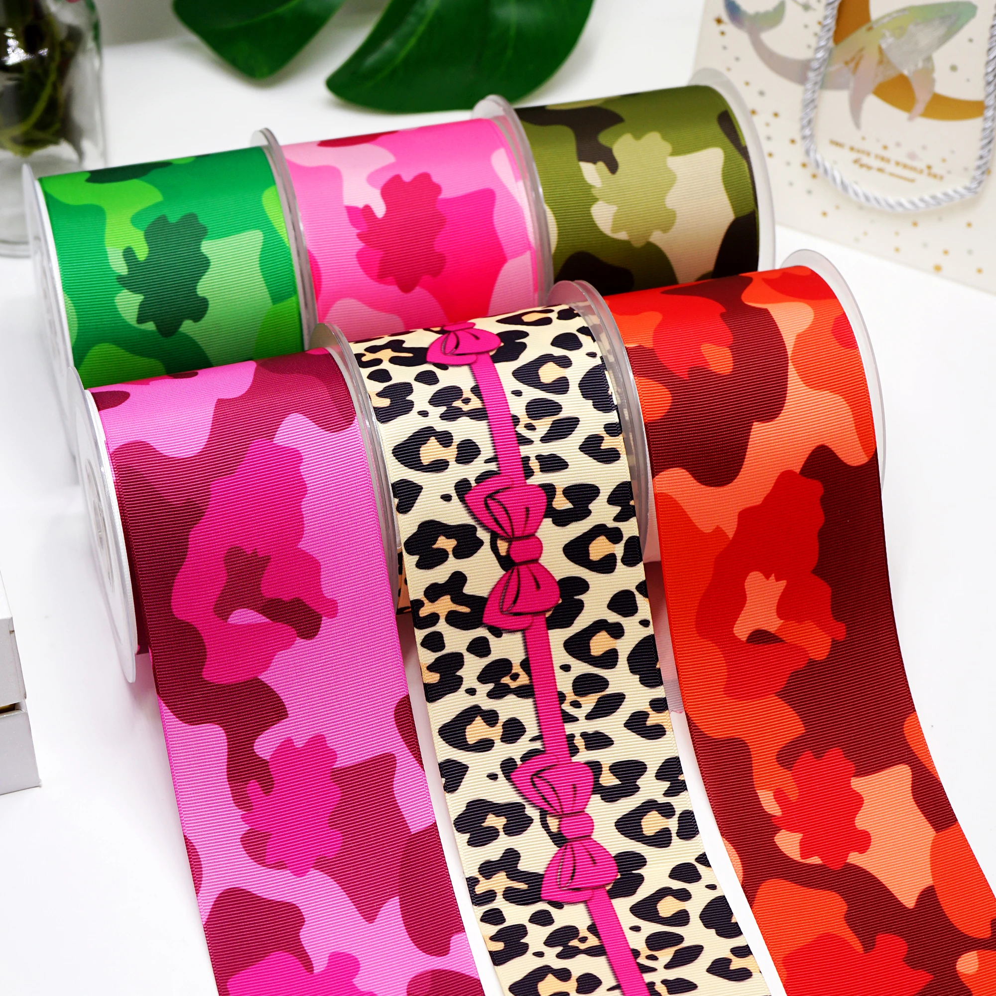 Diy cartoon leopard impresso fita de gorgorão para artesanato suprimentos acessórios de costura 5 jardas. 9705