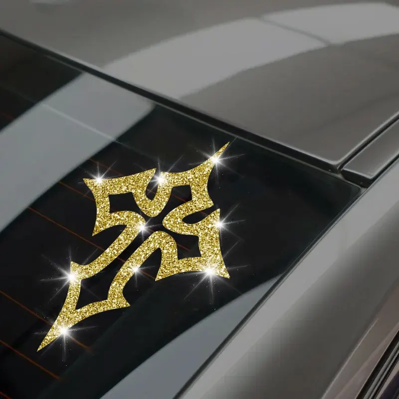 Holographic Glitter Geometric Pattern Car Stickers Gradient Reflective Window Decals Waterproof Vehicle Body Modification Decor