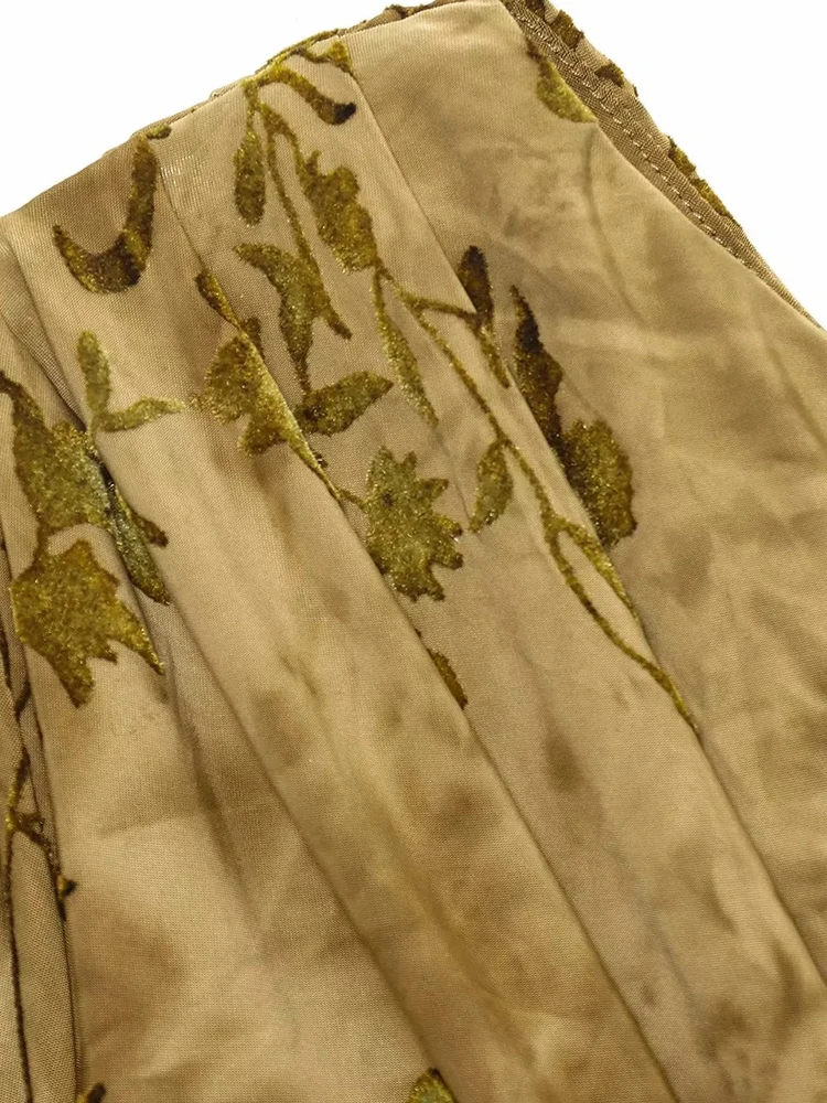 المرأة خريف شتاء جديد المخملية يتدفقون واحد الكتف فستان بكم طويل رقيقة الأزهار التطريز التخسيس فستان ماكسي الكاحل طول